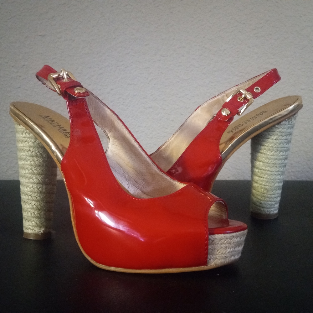 Michael Kors red platforms